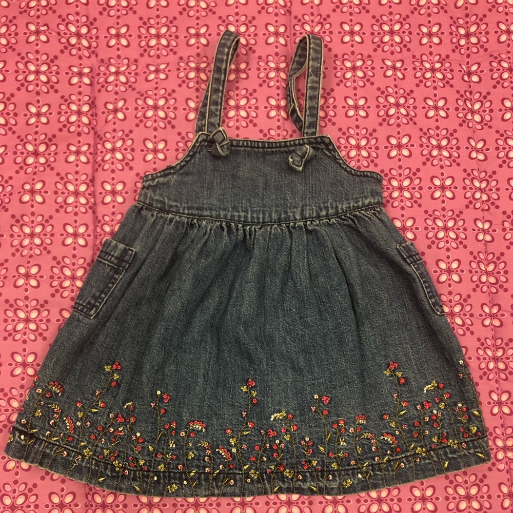 Gymboree Sz 6-12m vintage jean jumper embroidered